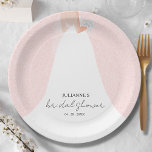 Elegant Bride on Pink Bridal Shower Paper Plate<br><div class="desc">A bride in her wedding dress over a white rose on a pink (or any colour) background,  makes a beautiful addition to your bridal shower decor. MATCHING items in our store.</div>