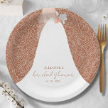 Elegant Bride on Terracotta Bridal Shower  Paper Plate<br><div class="desc">A bride in her wedding dress over a white rose on a terracotta (or any colour) background,  makes a beautiful addition to your bridal shower decor. MATCHING items in our store.</div>