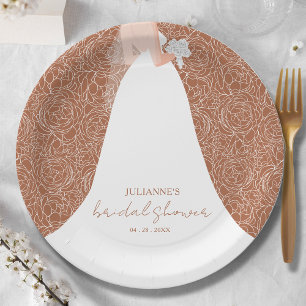 Elegant Bride on Terracotta Bridal Shower  Paper Plate