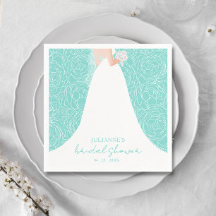 Elegant Bride on Turquoise Bridal Shower Napkins
