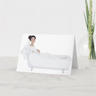 Elegant Bride Relaxing in Bathtub Wedding Design  Card