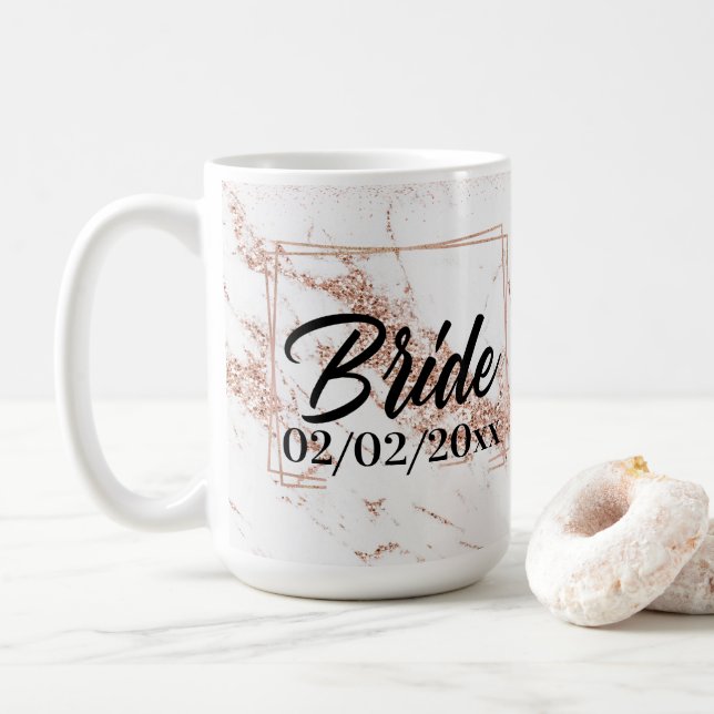 Elegant Bride: Rose Gold Celebration Coffee Mug (With Donut)