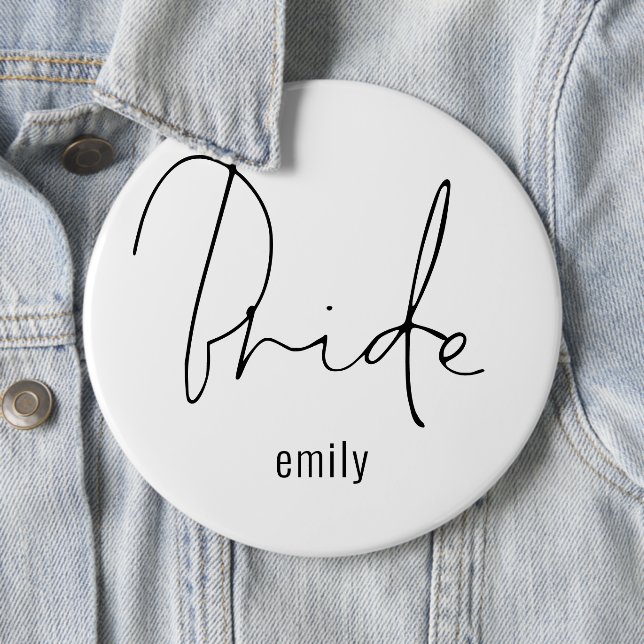 Elegant Bride Script Name 6 Cm Round Badge (In Situ)