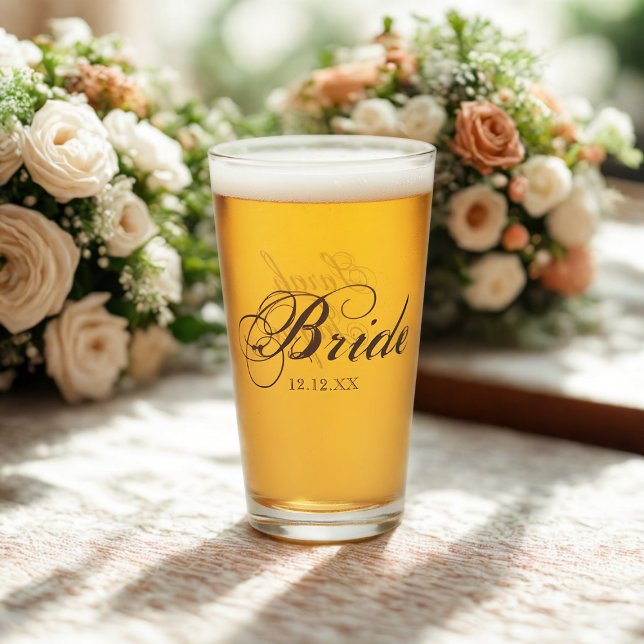 Elegant Bride Script Personalised Glass (Elegant glass for the Bride. )