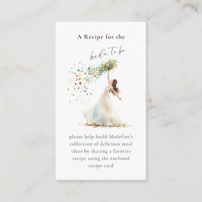 Elegant Bride to be Bridal Shower Share A Recipe Enclosure Card (Front)