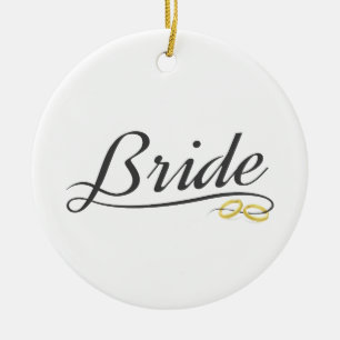 Elegant Bride Wedding Calligraphy Ceramic Ornament