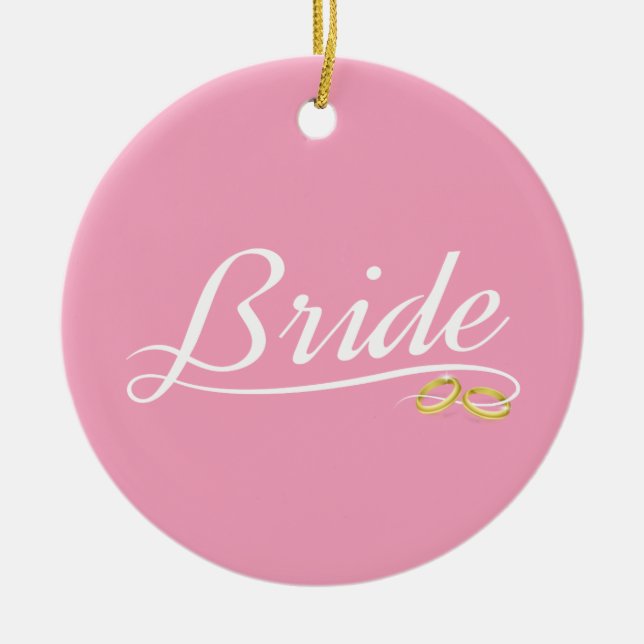 Elegant Bride Wedding Calligraphy Ceramic Ornament (Front)