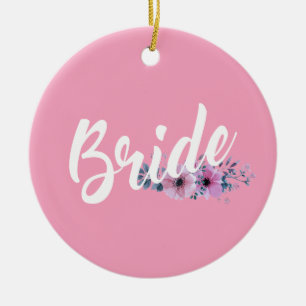 Elegant Bride Wedding Calligraphy Ceramic Ornament