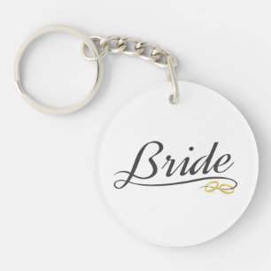 Elegant Bride Wedding Calligraphy Keychain
