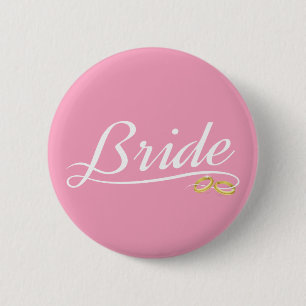 Elegant Bride Wedding Calligraphy Pin Button