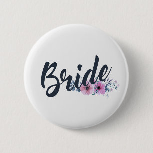 Elegant Bride Wedding Calligraphy Pin Button