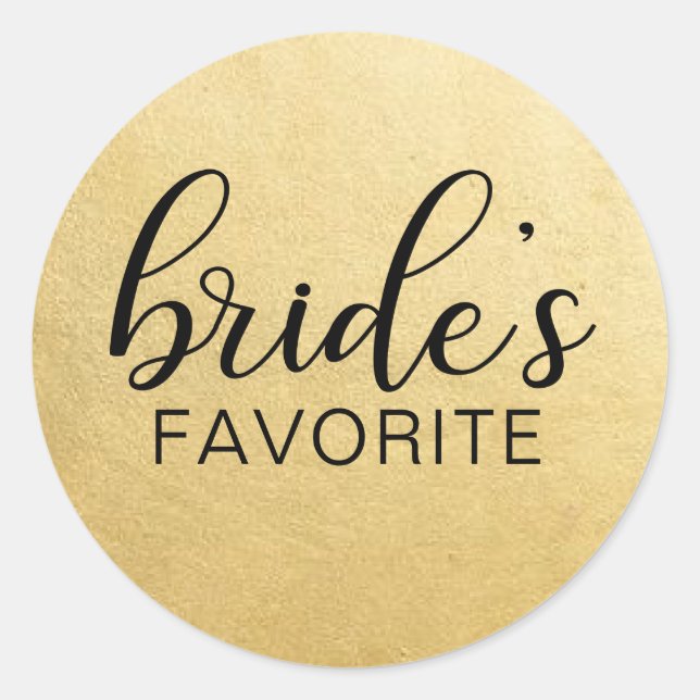Elegant BRIDE's FAVORITE Wedding Gift Favours Classic Round Sticker (Front)