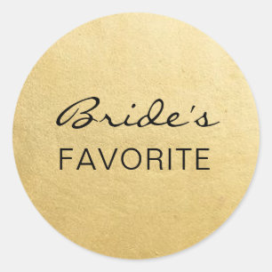 Elegant BRIDE's FAVORITE Wedding Gift Favours Classic Round Sticker