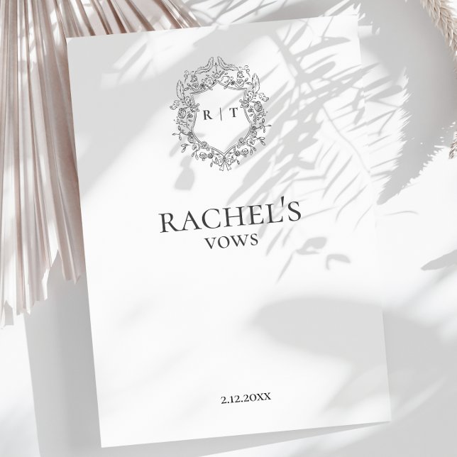 Elegant Bride's Wedding vows monogram crest Enclosure Card (Elegant Bride's Wedding vows monogram crest Enclosure Card)