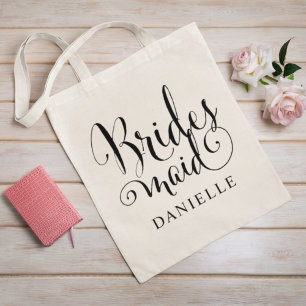 Elegant Bridesmaid Calligraphy Script Tote Bag