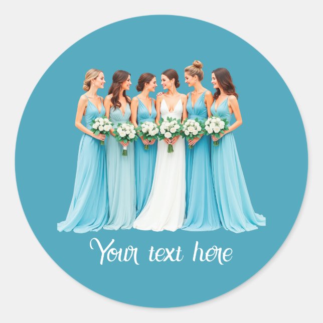 Elegant Bridesmaid customisable Wedding Classic Round Sticker (Front)