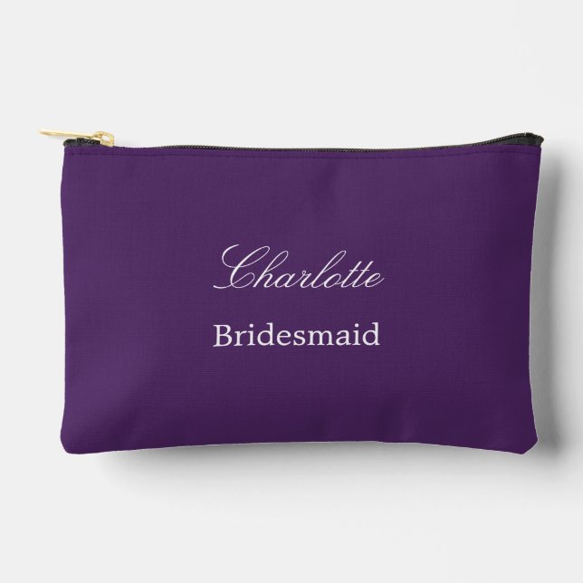Elegant Bridesmaid Dark Purple Accessory Pouch (Front)