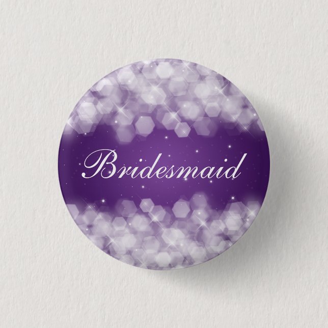 Elegant Bridesmaid Favour Party Sparkle Purple 3 Cm Round Badge (Front)