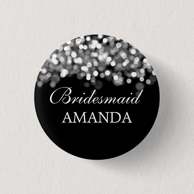 Elegant Bridesmaid Favour Silver Lights 3 Cm Round Badge (Front)