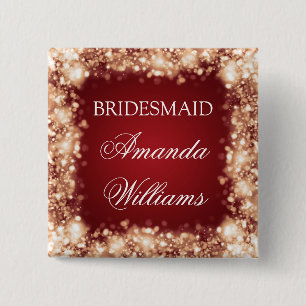 Elegant Bridesmaid Favour Sparkling Lights Gold 15 Cm Square Badge