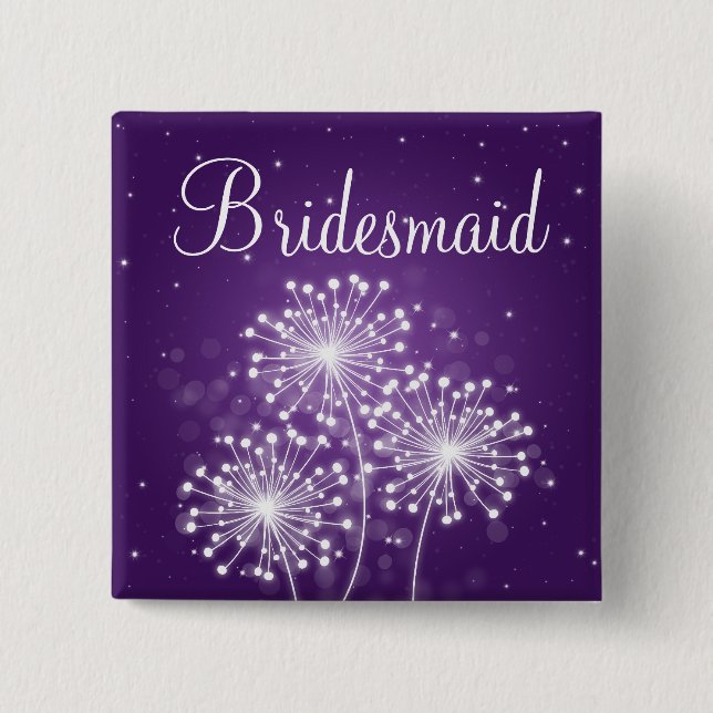 Elegant Bridesmaid Favour Summer Sparkle Purple 15 Cm Square Badge (Front)