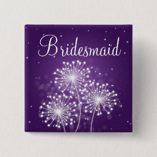 Elegant Bridesmaid Favour Summer Sparkle Purple 15 Cm Square Badge