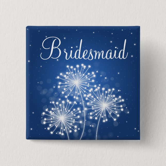 Elegant Bridesmaid Favour Summer Sparkle Sapphire 15 Cm Square Badge (Front)