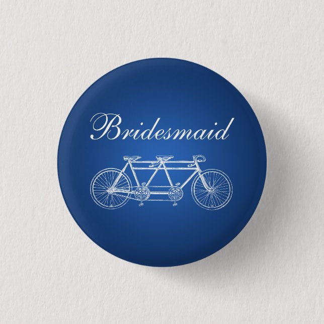 Elegant Bridesmaid Favour Tandem Bike Blue 3 Cm Round Badge (Front)