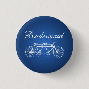 Elegant Bridesmaid Favour Tandem Bike Blue 3 Cm Round Badge