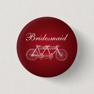Elegant Bridesmaid Favour Tandem Bike Red 3 Cm Round Badge