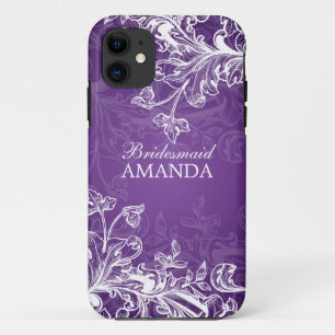 Elegant Bridesmaid Favour Vintage Swirls Purple iPhone 11 Case
