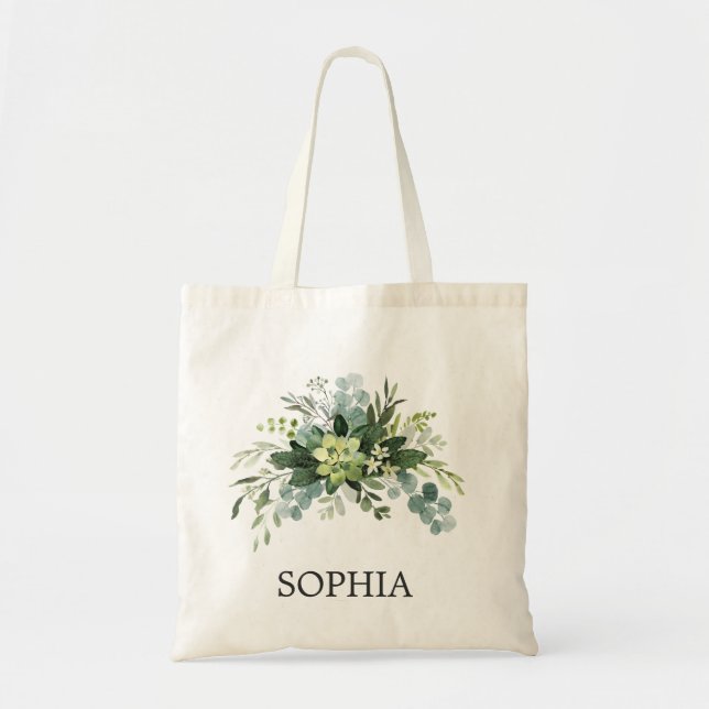 ELEGANT BRIDESMAID GIFT EUCALYPTUS FOLIAGE  TOTE BAG (Front)