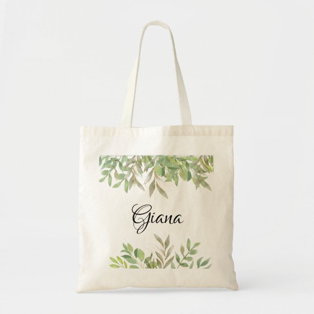 Elegant Bridesmaid Gift Foliage Tote Bag (Front)