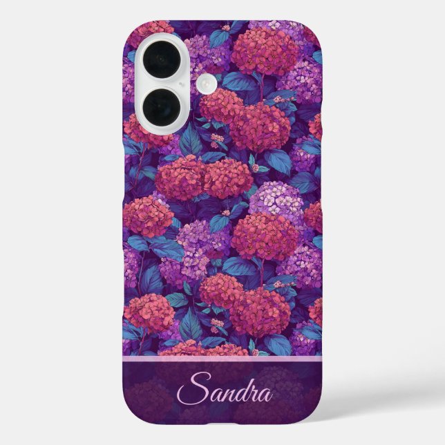 Elegant Bridesmaid Gift Hydrangeas Name Case-Mate iPhone Case (Back)