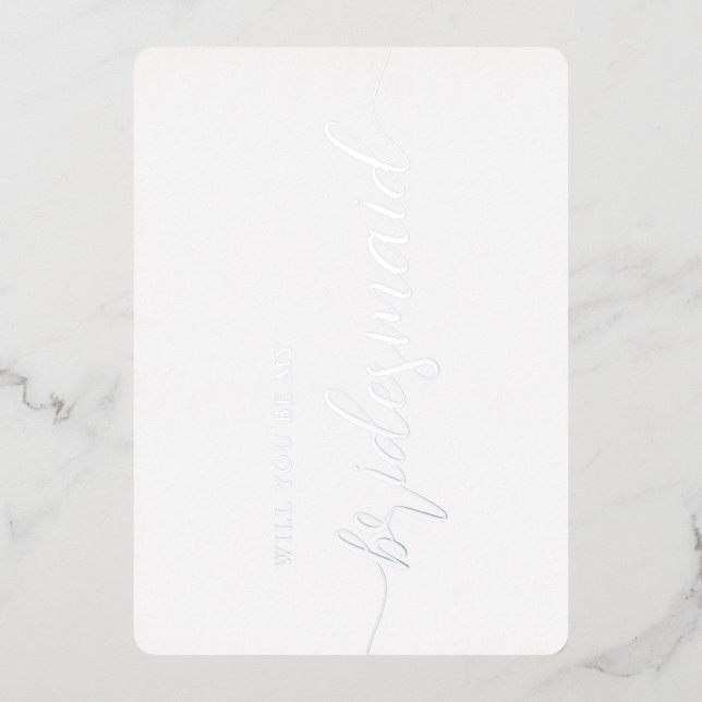 Elegant Bridesmaid Proposal Minimalist Silver Foil (Front)