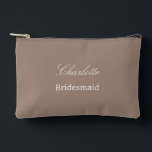 Elegant Bridesmaid Taupe Accessory Pouch<br><div class="desc">Elegant Bridesmaid Taupe Accessory Pouch, please personalise the name of the bridesmaid, using the online personalisation template before ordering. The personalisation template may also easily be used to personalise the design for other wedding guest roles, such as Maid of Honour, by changing the relevant text accordingly before before adding to...</div>