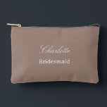 Elegant Bridesmaid Taupe Accessory Pouch<br><div class="desc">Elegant Bridesmaid Taupe Accessory Pouch, please personalise the name of the bridesmaid, using the online personalisation template before ordering. The personalisation template may also easily be used to personalise the design for other wedding guest roles, such as Maid of Honour, by changing the relevant text accordingly before before adding to...</div>