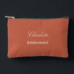 Elegant Bridesmaid Terracotta Accessory Pouch<br><div class="desc">Elegant Bridesmaid Terracotta Accessory Pouch, please personalise the name of the bridesmaid, using the online personalisation template before ordering. The personalisation template may also easily be used to personalise the design for other wedding guest roles, such as Maid of Honour, by changing the relevant text accordingly before before adding to...</div>