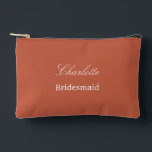 Elegant Bridesmaid Terracotta Accessory Pouch<br><div class="desc">Elegant Bridesmaid Terracotta Accessory Pouch, please personalise the name of the bridesmaid, using the online personalisation template before ordering. The personalisation template may also easily be used to personalise the design for other wedding guest roles, such as Maid of Honour, by changing the relevant text accordingly before before adding to...</div>
