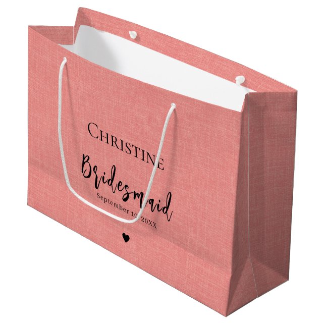 Elegant Bridesmaid Thank You Large Gift Bag (Front Angled)