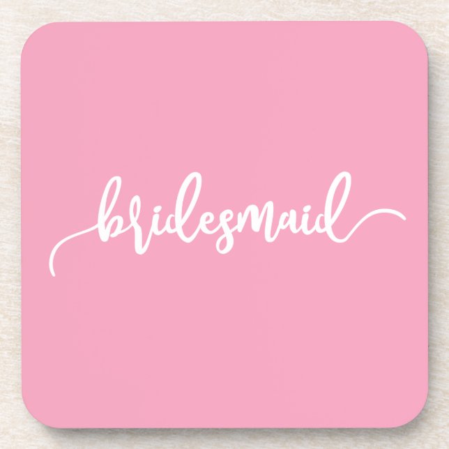 Elegant Bridesmaid Wedding Calligraphy | Coaster (Front)