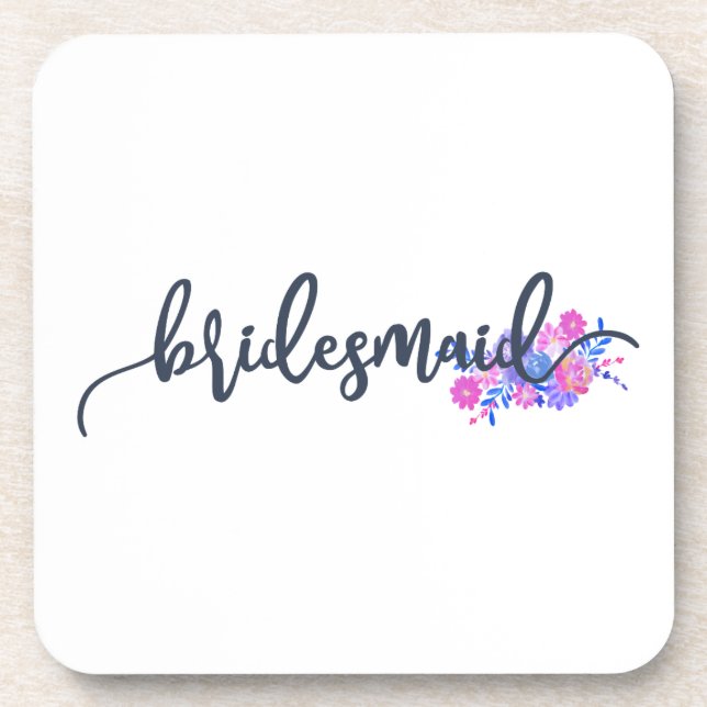 Elegant Bridesmaid Wedding Calligraphy | Coaster (Front)