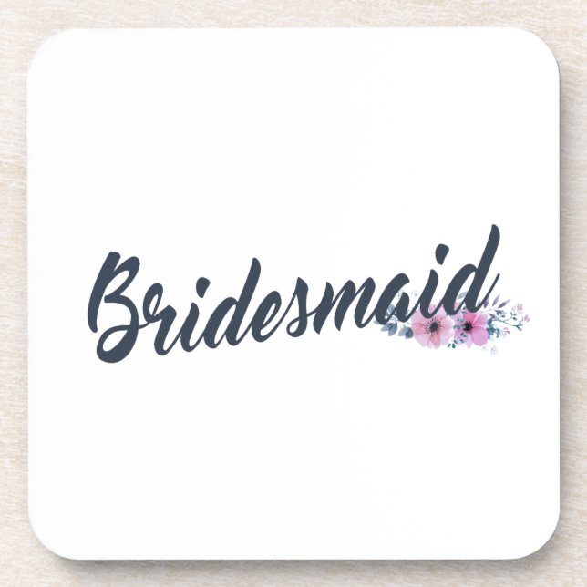 Elegant Bridesmaid Wedding Calligraphy | Coaster (Front)