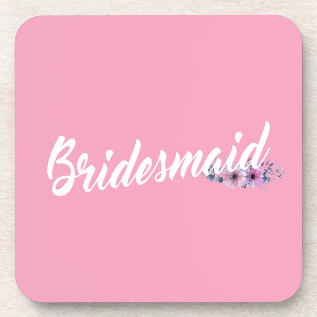 Elegant Bridesmaid Wedding Calligraphy | Coaster (Front)
