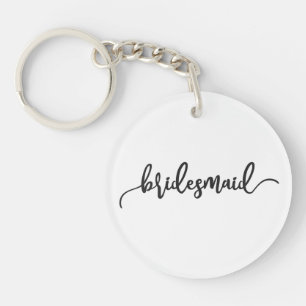 Elegant Bridesmaid Wedding Calligraphy   Keychain
