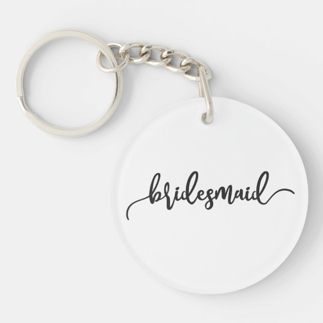 Elegant Bridesmaid Wedding Calligraphy | Keychain (Front)