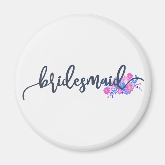 Elegant Bridesmaid Wedding Calligraphy Magnet (Front)