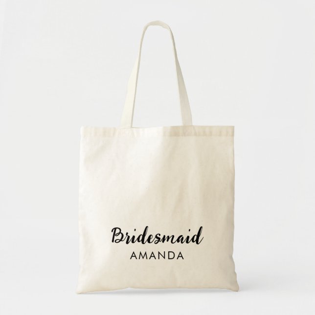 Elegant Bridesmaid Wedding Script Party Favour Tote Bag (Front)