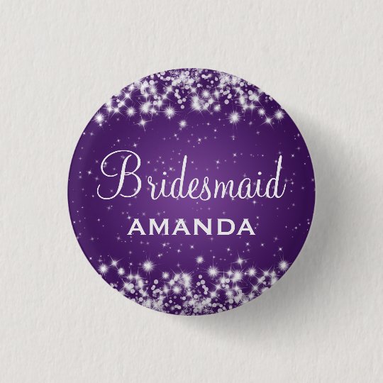 Elegant Bridesmaid Winter Sparkle Purple 3 Cm Round Badge
