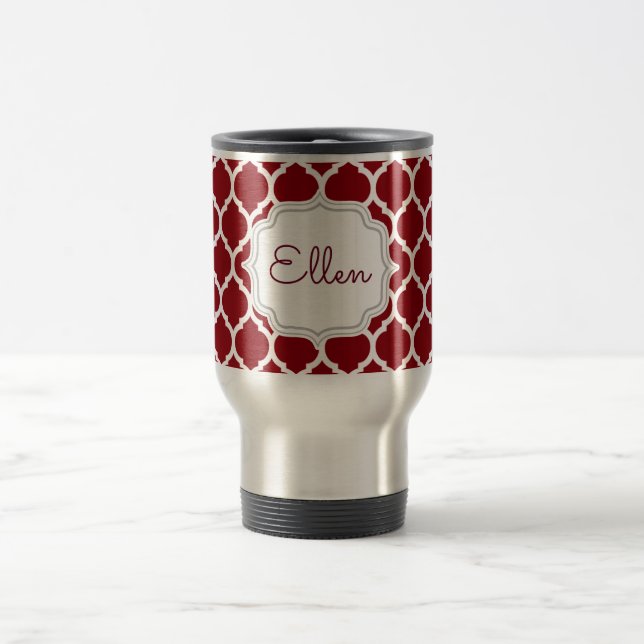 Elegant Bridesmaids gift Moroccan Pattern Monogram Travel Mug (Center)